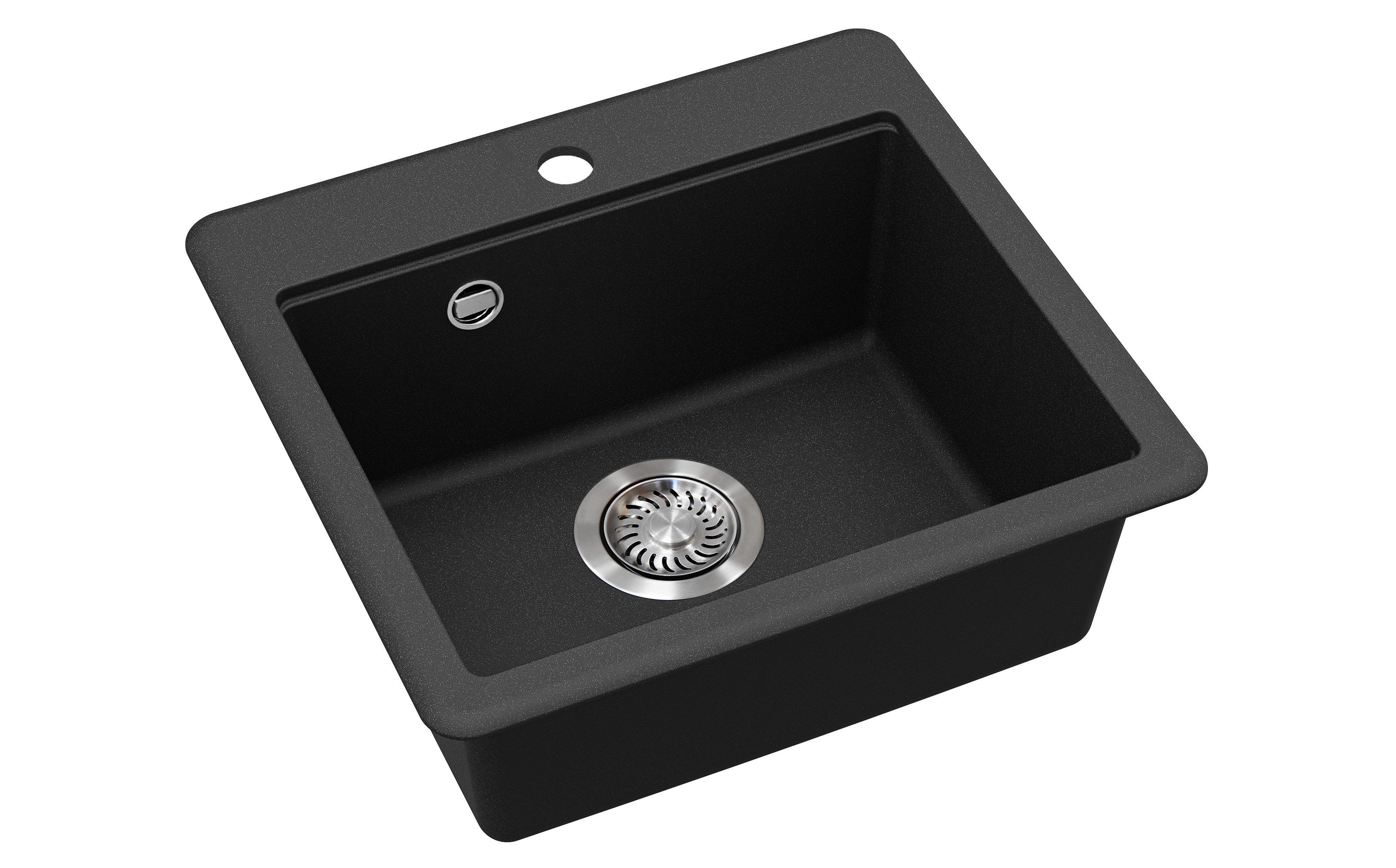 Shigo GQE100-601W Granitspüle Schwarz mit 190 mm Beckenhöhe, kompakte Einbauspüle